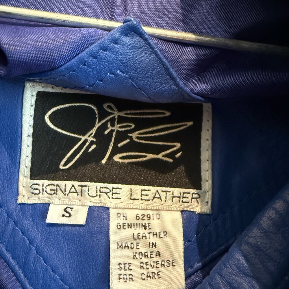Vibrant Royal Blue leather Jacket and Skirt set - Picture 5 of 9